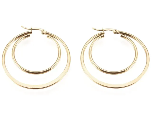 La Petite Epicerie dubbele creolen oorbellen goud 45 mm staal