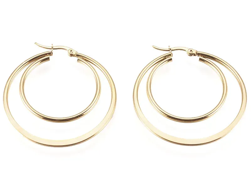 La Petite Epicerie dubbele creolen oorbellen goud 45 mm staal