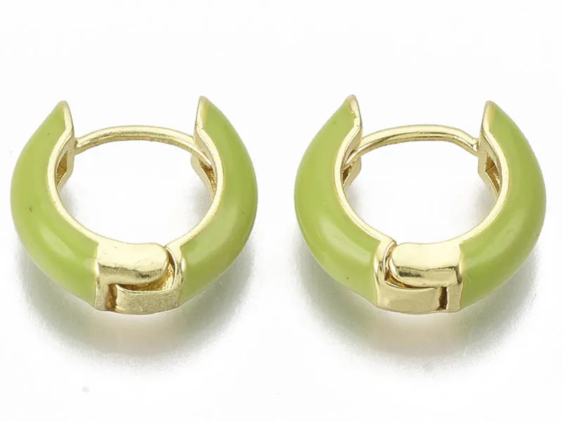 La Petite Epicerie Huggie creolen oorbellen groen verguld