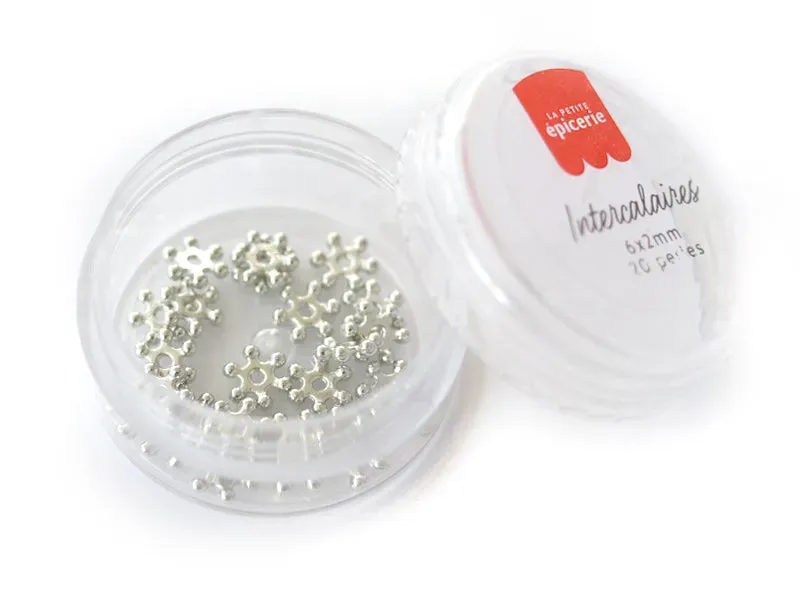 La Petite Epicerie heishi kralen bloem zilver 6 mm 20 stuks