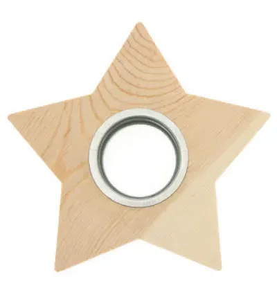 Astrid Brouwers theelichthouder ster hout 13,5 cm