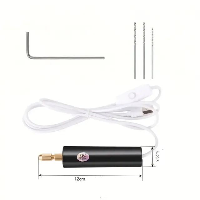 Bijounique elektrische mini handboor met 3 boortjes usb