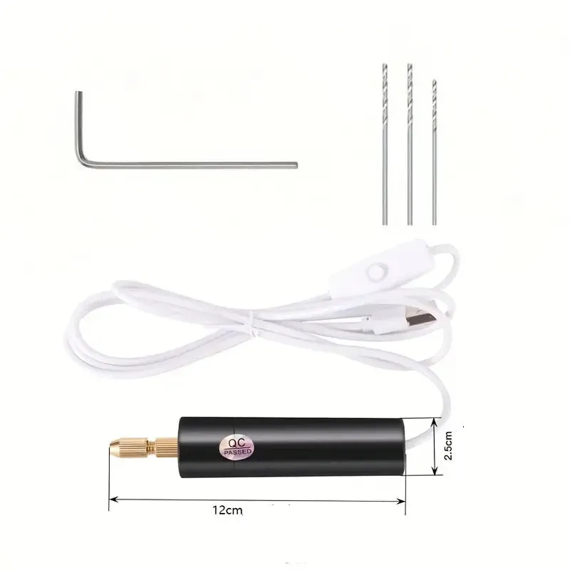 Bijounique elektrische mini handboor met 3 boortjes usb