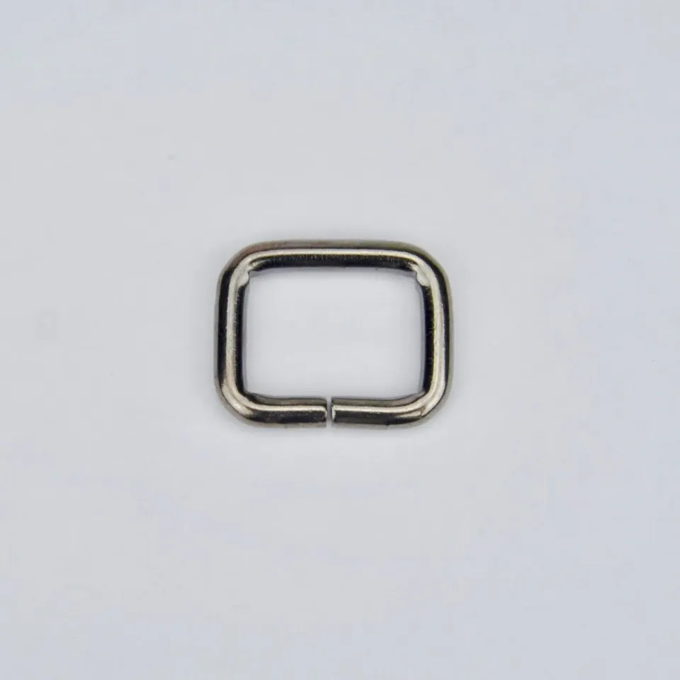 Leather House Rechthoekige Ring Black 20 mm gunmetal