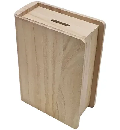 Astrid Brouwers spaarpot boekvorm houten 14,8 cm