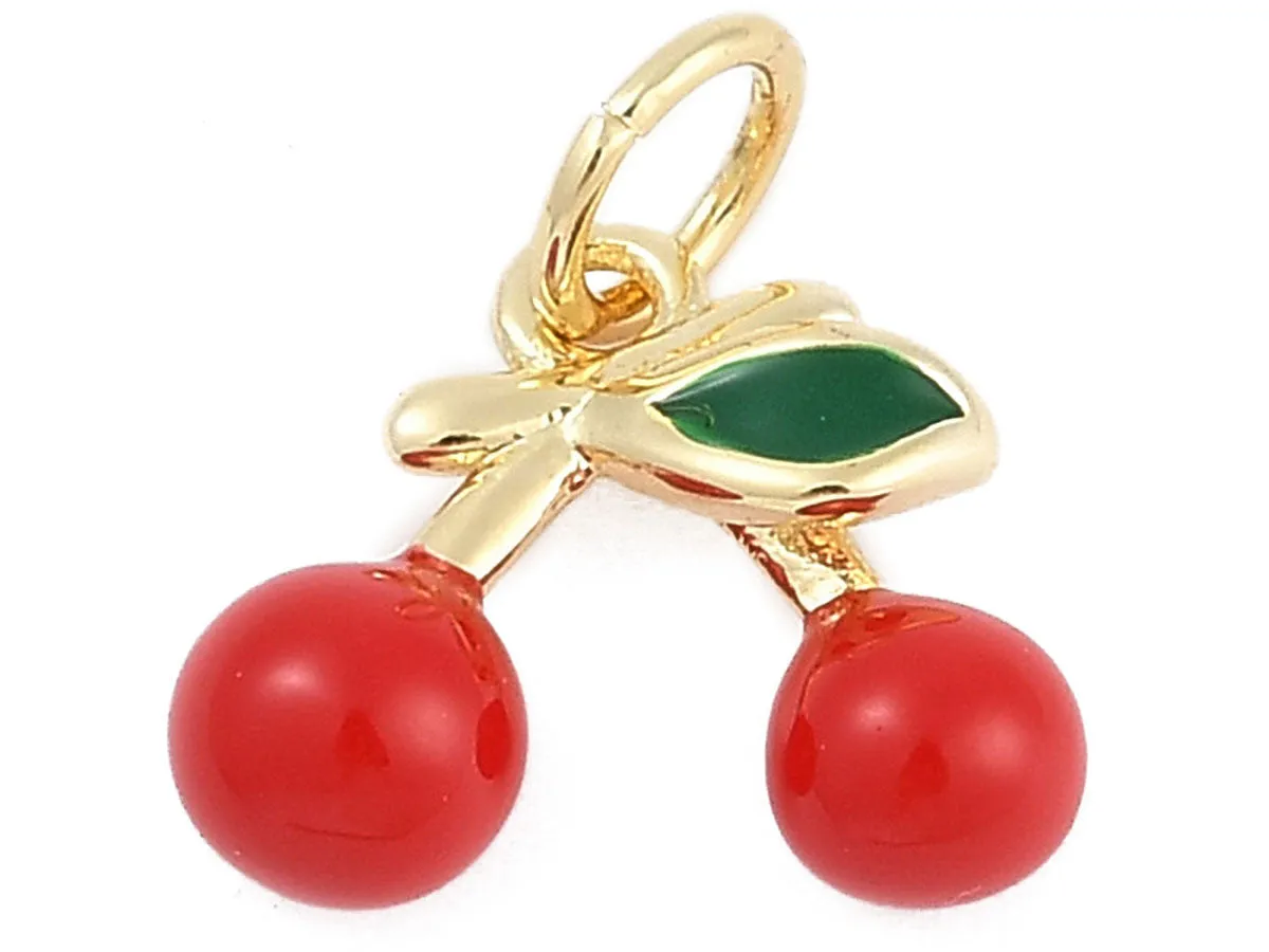 La Petite Epicerie kersen bedel rood emaille verguld
