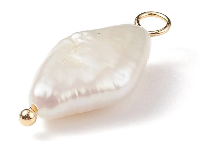 La Petite Epicerie hanger ruit zoetwaterparel goud 23x10mm