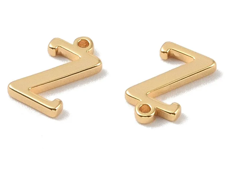 La Petite Epicerie Letterbedel Z messing kraal goud 10 mm per stuk