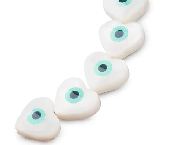 La Petite Epicerie hart kralen parelmoer blauw oog 10 mm 5 stuks
