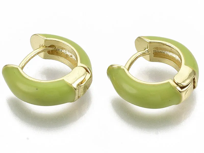 La Petite Epicerie Huggie creolen oorbellen groen verguld