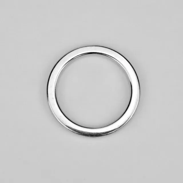 Leather House Ring Plat Silver 30mm tassenring nikkel