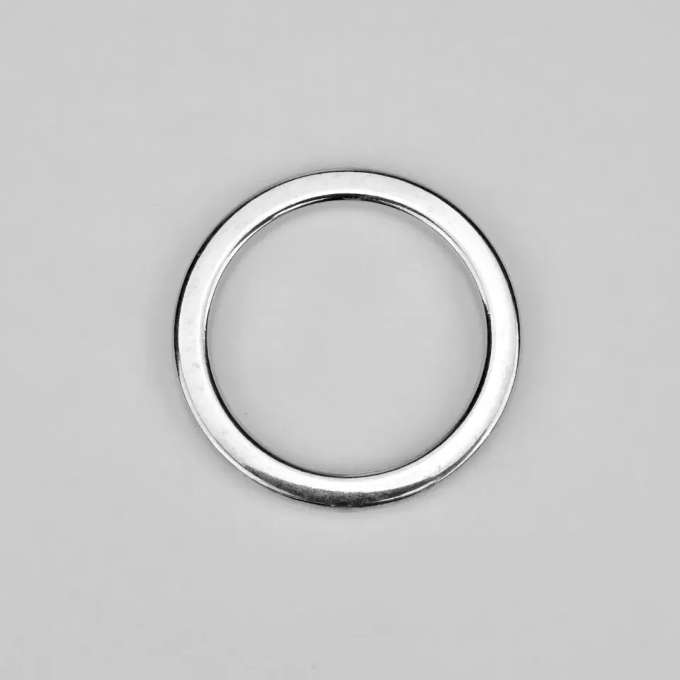 Leather House Ring Plat Silver 30mm tassenring nikkel