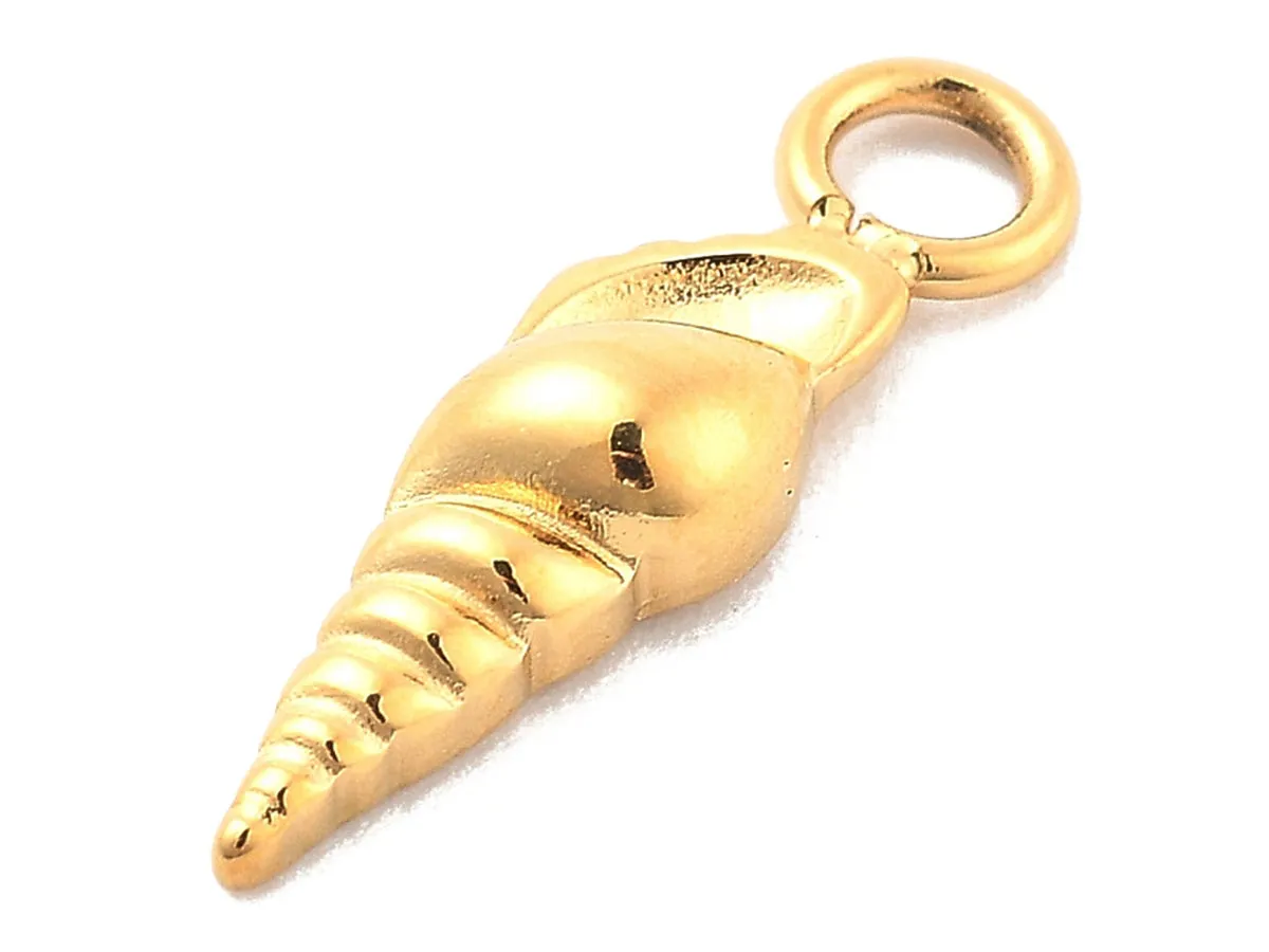 La Petite Epicerie schelp hanger RVS goud 14K per stuk 16,5 mm