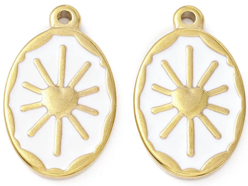 La Petite Epicerie Soleil witte hanger 23 mm rvs emaille