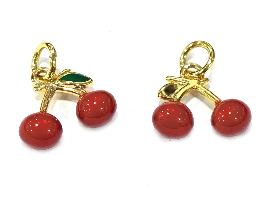 La Petite Epicerie bedel kersen rood emaille goud 18K