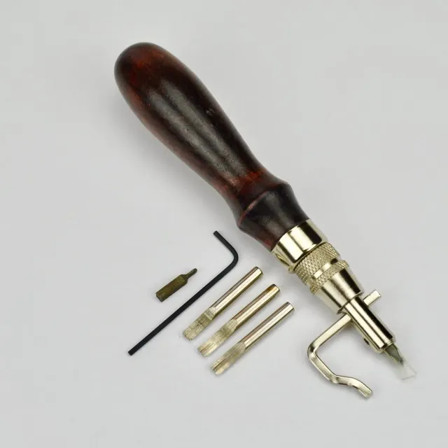 Leather House Groover Set leer groevensnijder 4 mesjes
