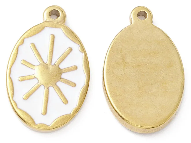 La Petite Epicerie Soleil witte hanger 23 mm rvs emaille
