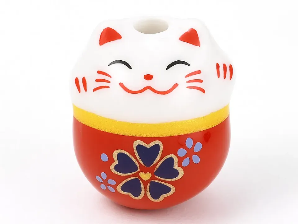 La Petite Epicerie Maneki Neko kraal rood 13x14 mm porselein