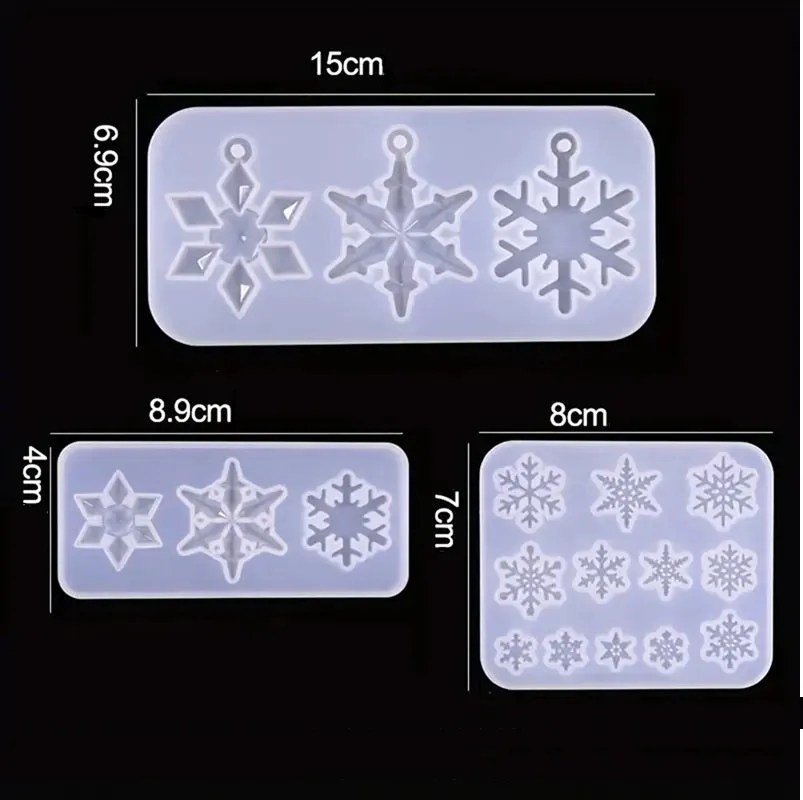 Bijounique Sneeuwvlokken Set 3 Gietmal Siliconen Kerst
