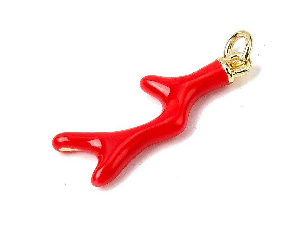 La Petite Epicerie koraal bedel rood email 18k goud
