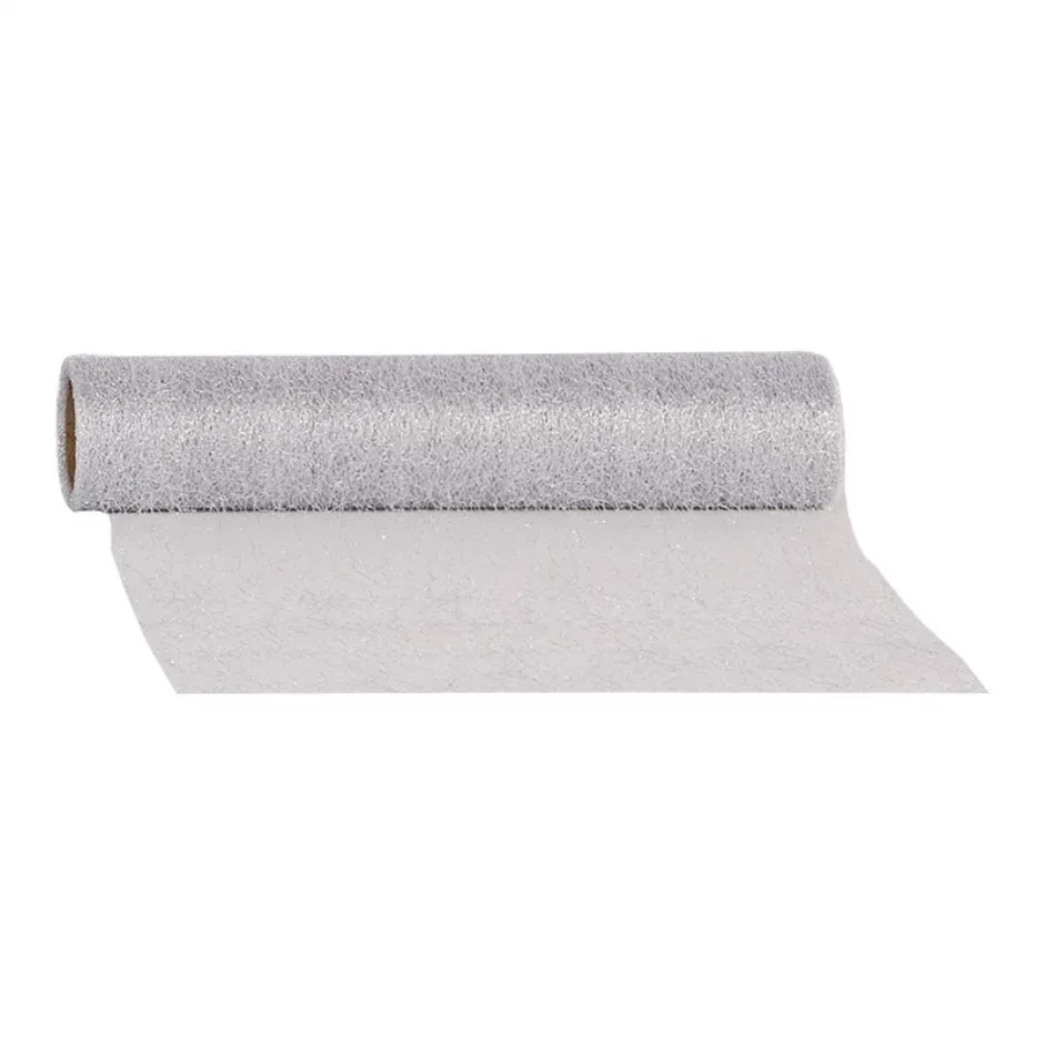 Shiney web tafelloper zilver 28 cm x 5 meter metallic