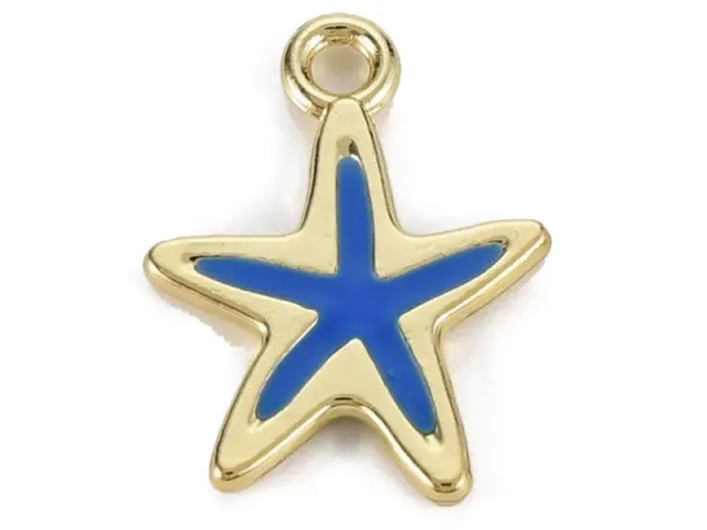 La Petite Epicerie zeester bedel blauw goud per stuk emaille