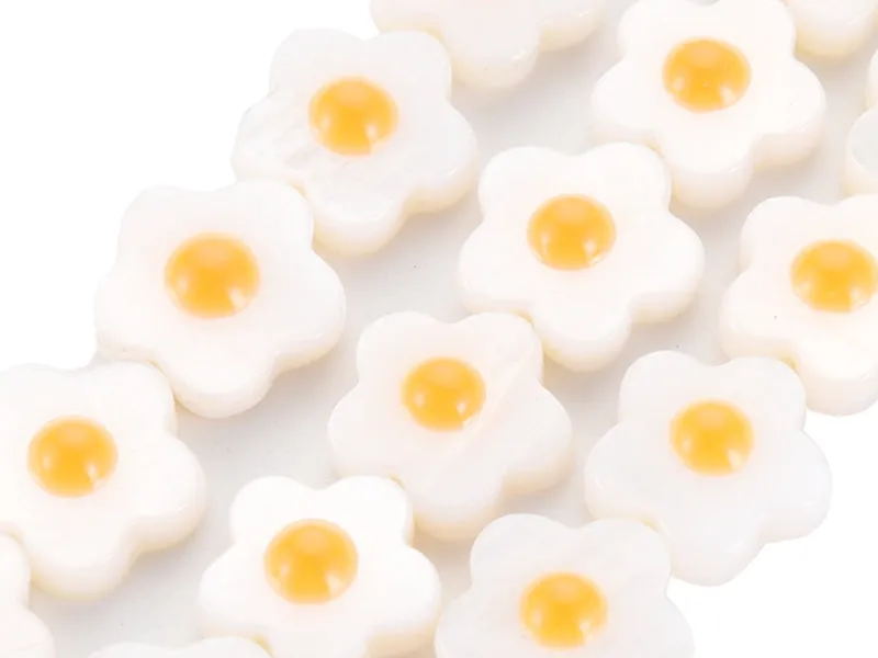 La Petite Epicerie schelpkraal bloem geel 11 mm per stuk