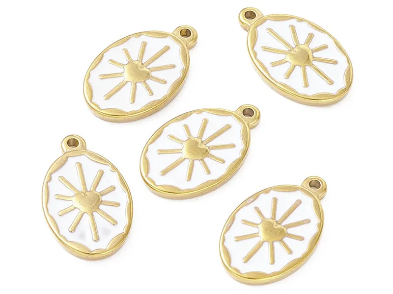 La Petite Epicerie Soleil witte hanger 23 mm rvs emaille