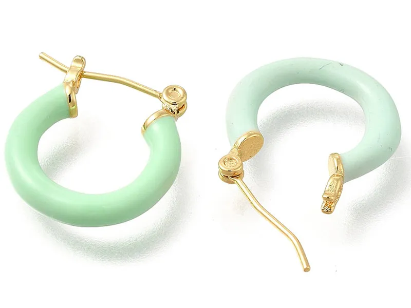 La Petite Epicerie creolen oorbellen emaille mint 20 mm