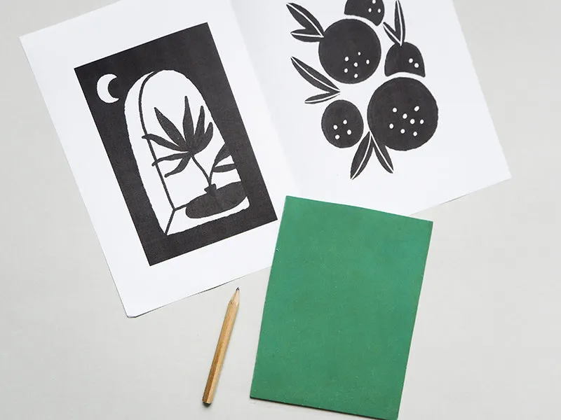 La Petite Epicerie MKMI kaarten linogravure DIY set 4 stuks