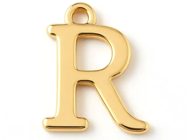 La Petite Epicerie bedel letter R goud 18K per stuk 10x12mm