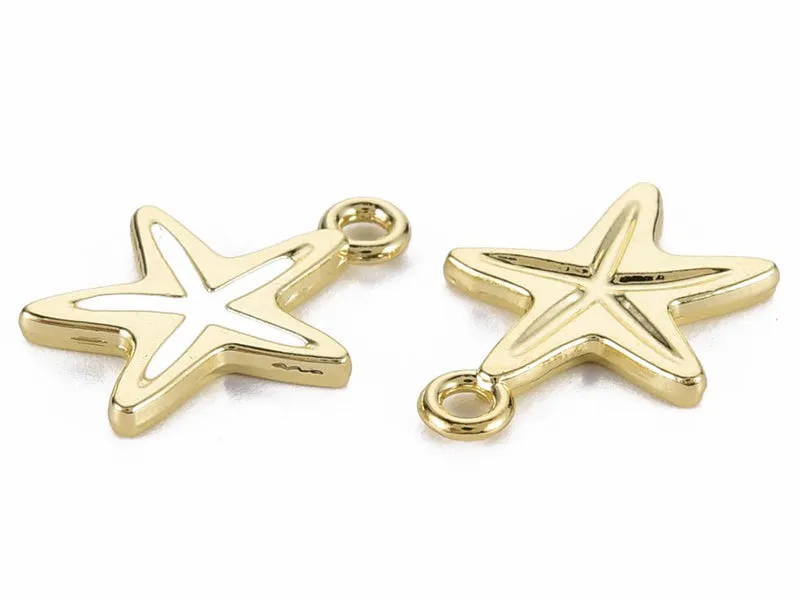 La Petite Epicerie zeester bedel wit goud per stuk emaille