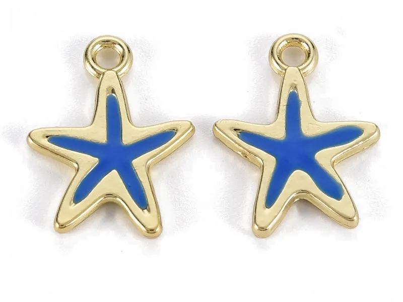 La Petite Epicerie zeester bedel blauw goud per stuk emaille