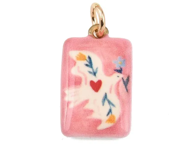 La Petite Epicerie Oiseau bedel rechthoek roze 21 mm goud