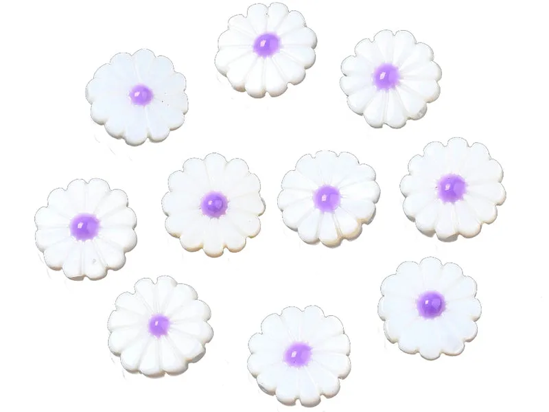 La Petite Epicerie bloemkraal madelief paars 12 mm schelp
