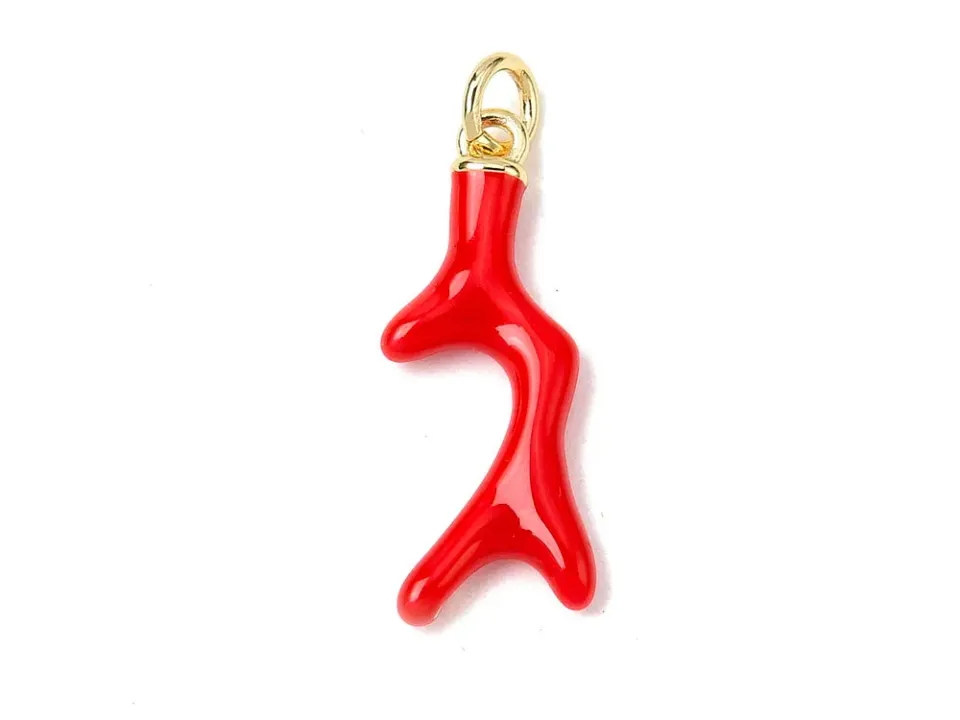 La Petite Epicerie koraal bedel rood email 18k goud