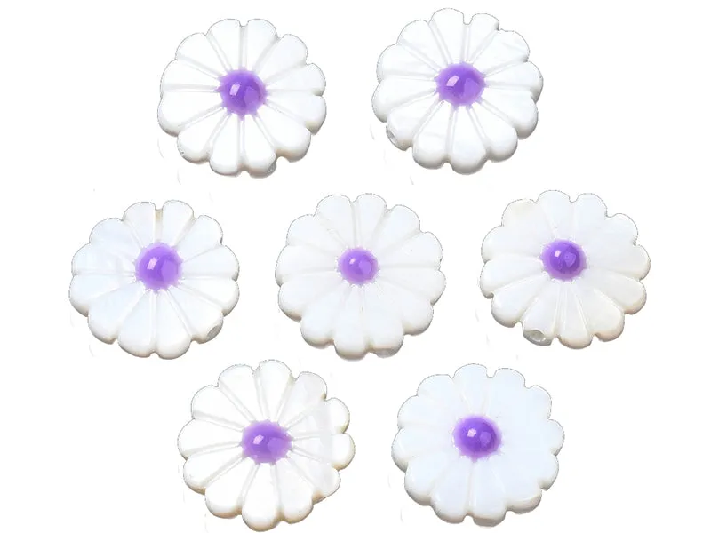 La Petite Epicerie bloemkraal madelief paars 12 mm schelp