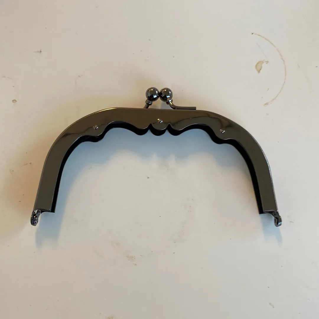Leather House portemonnee beugel 12 cm zwart gun metal