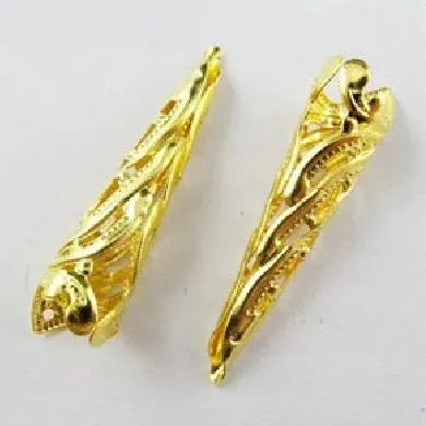 Bijounique Kralenkap puntig eindkap 9x35 mm goud