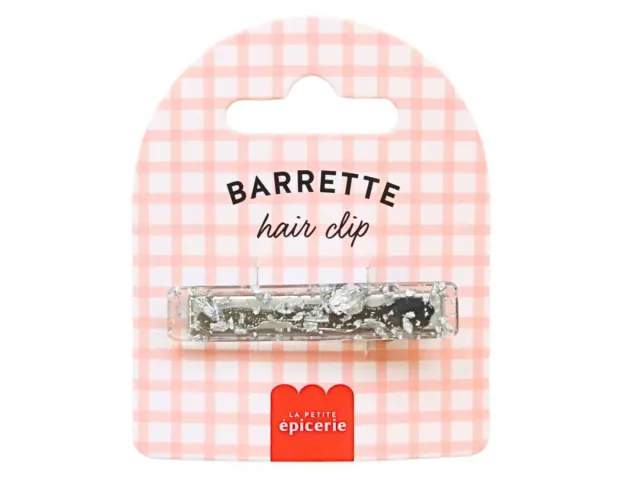 La Petite Epicerie Iconic Minéral haarspeld zilver rechthoekig