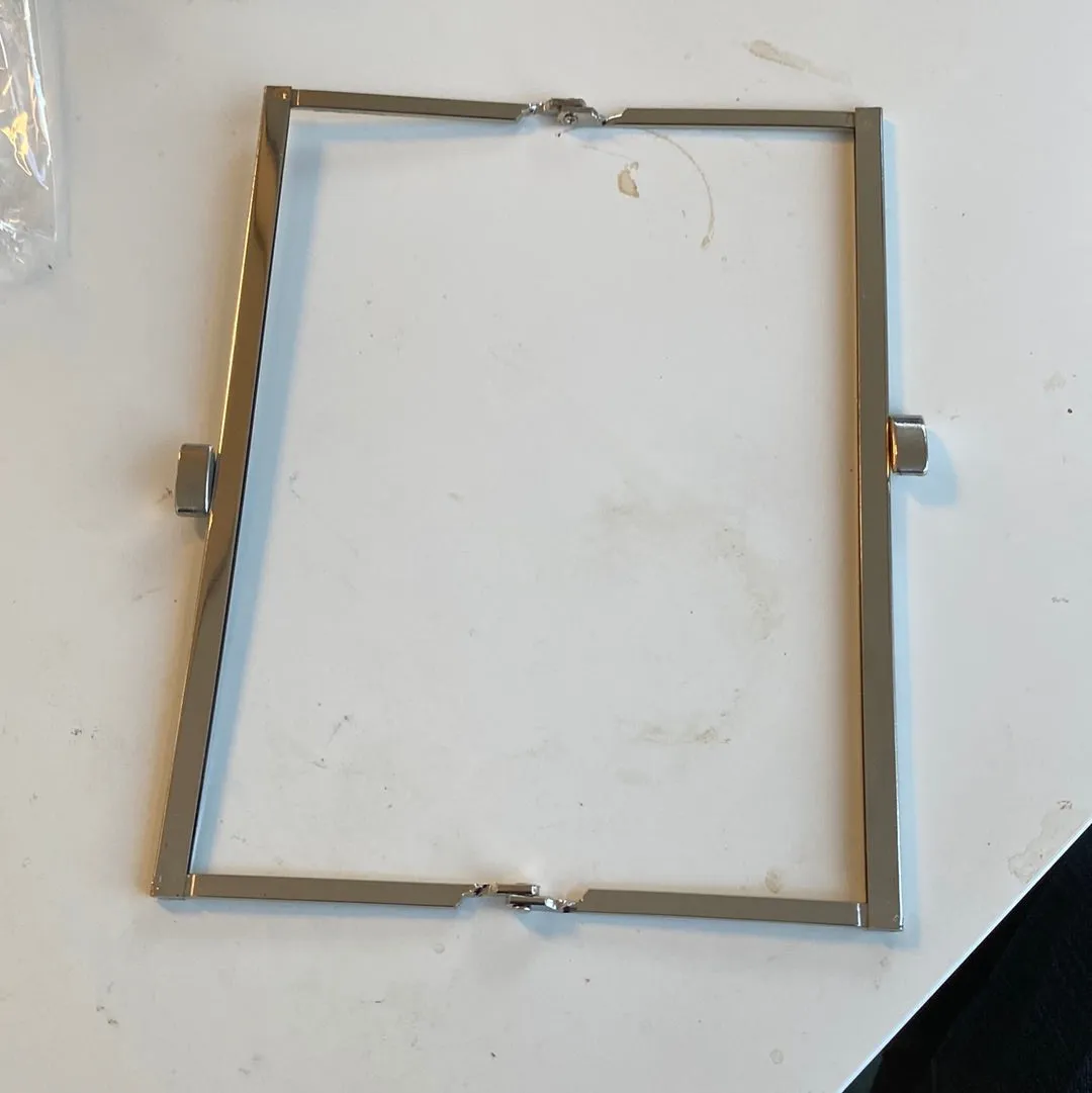 Leather House Square Beugel tas 18cm nikkel zilver
