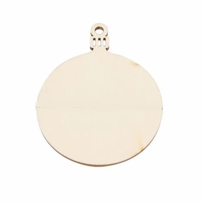 Bijounique Kerstbal 2D hout 70 mm 5 stuks