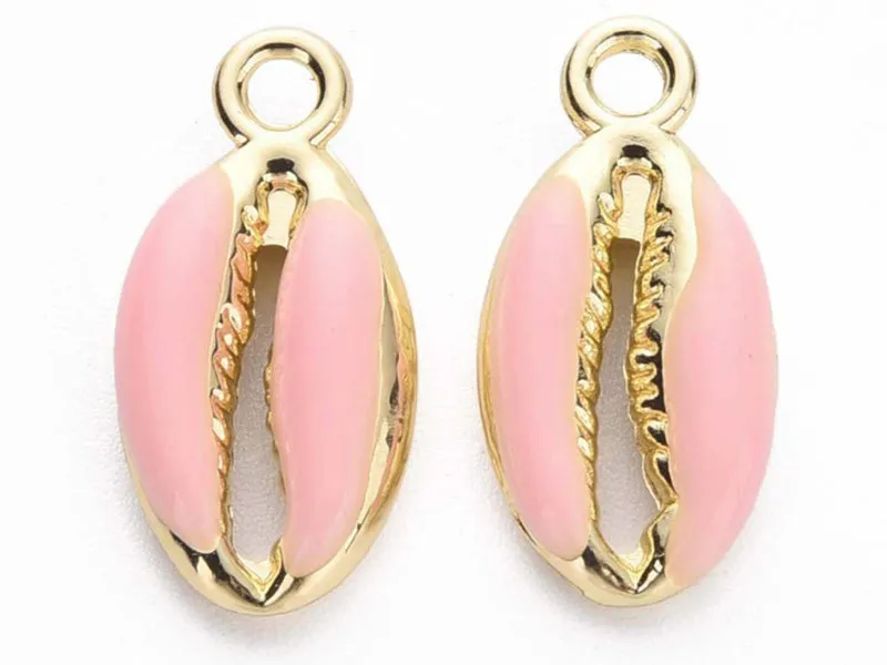 La Petite Epicerie bedel kauri schelp emaille roze 17 mm per stuk