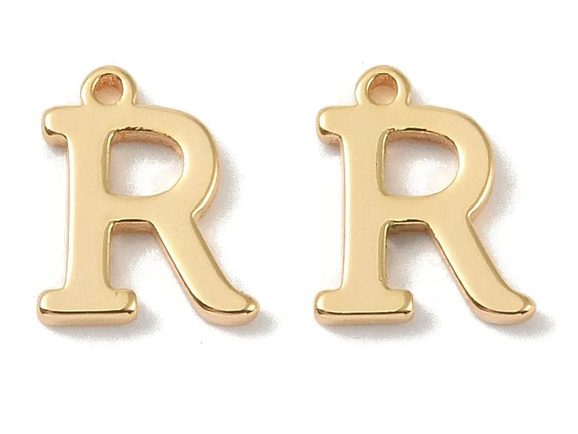 La Petite Epicerie bedel letter R goud 18K per stuk 10x12mm