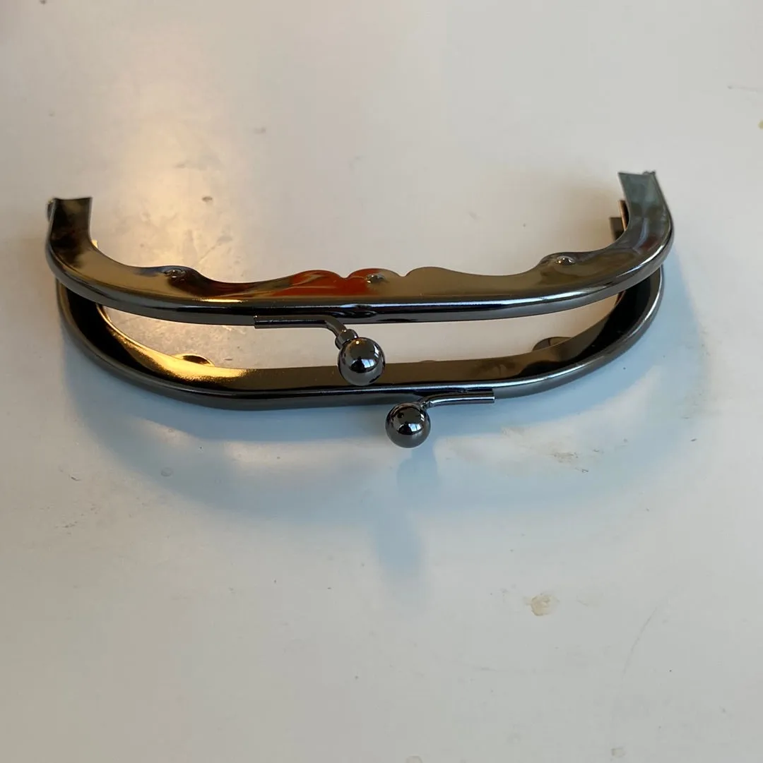 Leather House portemonnee beugel 12 cm zwart gun metal