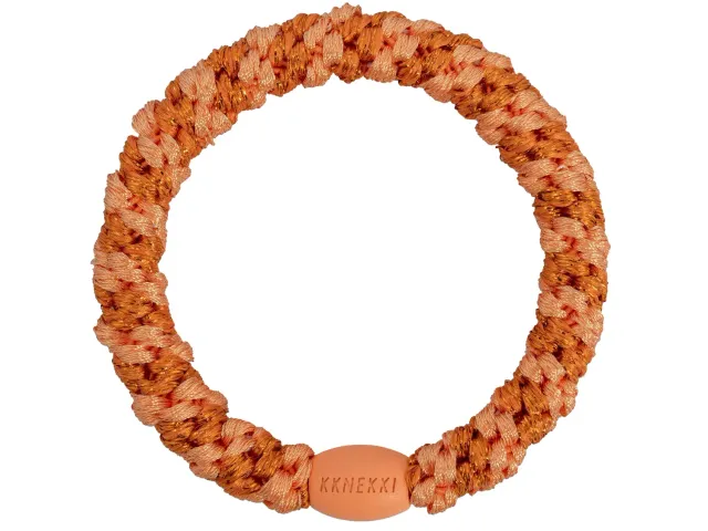 Kknekki Classic haarelastiek oranje gestreept pailletten