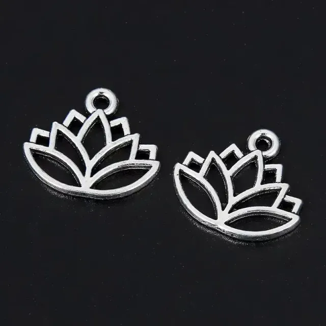 Bijounique Lotus charm bedel zilver 15x17 mm 5 stuks