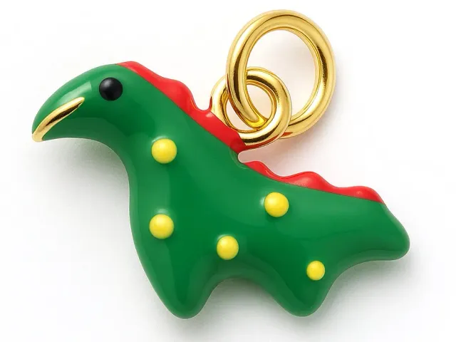 La Petite Epicerie dinosaurus bedel groen goud 18K per stuk