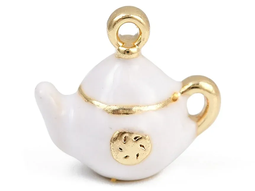 La Petite Epicerie bedel theepot wit goud 13 mm emaille