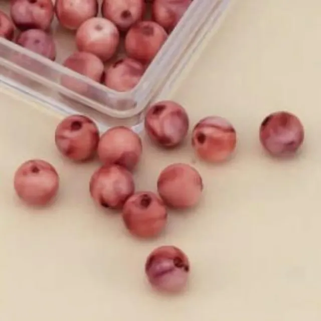 LTC-Leiden gemarmerde kralen 8 mm 33 stuks roze kunststof